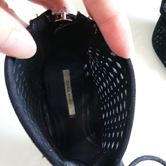 Zara High Heels Sandals Cage Lace Up Strappy Heeled Shoes Black 6.5 - Picture 6 of 8